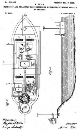 Patent original del "Teleautomaton", el primer aparell controlat per radiocontrol remot de la Història (1898).
